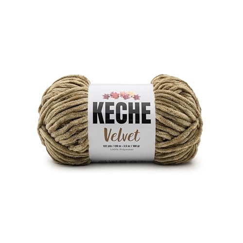 Image of Keche Velvet Yarn for Crocheting, Soft Chenille Bulky Baby Blanket Amigurumi Yarn 100 gr (132 yds) - Light Taupe