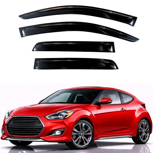 KPY Rain Guards Fit for 2011-2018 Hyundai Veloster, Out-Channel Window Visors Vent Wind Deflectors 4PC, Car Accessories for 11-18 Veloster