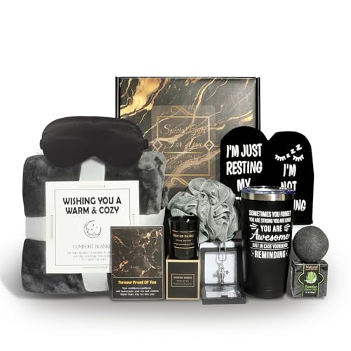 Beauenty 12PC Scented Candles & Bath Set Birthday Gift for Men Premium Gifts Baskets for Him Man Retirement Gifts Father Birthday Presents for Dad Husband Boyfriend Box Christmas Presentsblack)