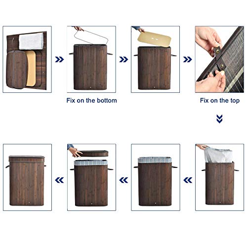 ALINK Cesto portabiancheria in bambù da 100 litri