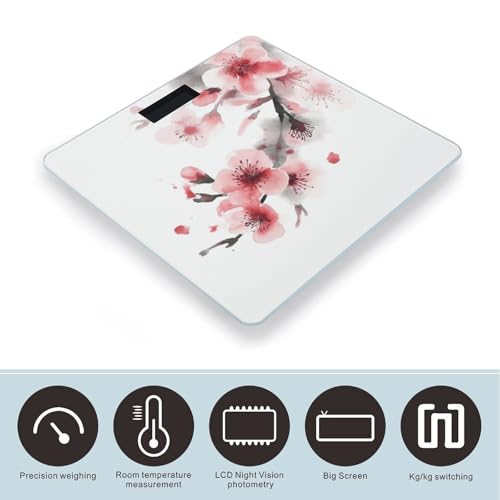 Báscula Digital de Baño con Diseño Floral y Pantalla LCD miniatura 3