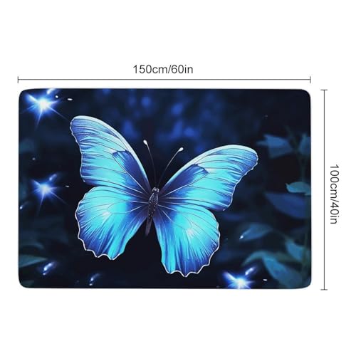 Tapis de bain super absorbant motif papillon bleu de qualité supérieure pour douche