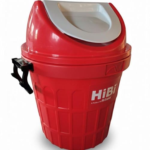 Image of HiBi 50 Litre Swing Lid Dustbin | Heavy Duty Plastic Waste Bin with Lid | Garbage Bin for Home, Office, Hospital, School & Commercial Use | Red