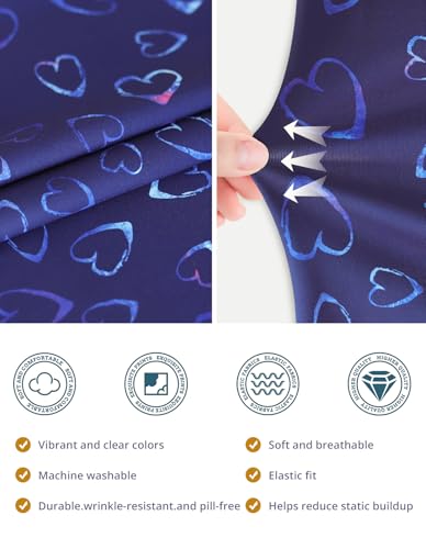 Ponytail-Scrub-Cap-for-Women--Blue-Heart-Surgical-Cap-with-Buttons-Sweatband-Double-Sided-Print-Adjustable-Surgical-Hat-for-Women-to-Secure-Long-Hair-and-Helps-Reduce-Static-Buildup