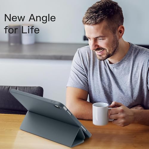Image of Printme for iPad (A16) 11th Generation Case 11 Inch 2025, for iPad 10th Generation Case 10.9 Inch 2022 with Pencil Holder, Slim Trifold Stand Protective Cover with Soft TPU Back (Dark Grey)