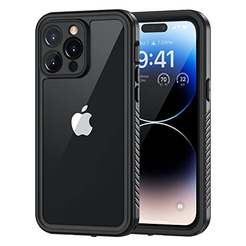 Coque iPhone 14 Pro étanche IP68 antichoc intégrale noire avec protection d'écran intégrée