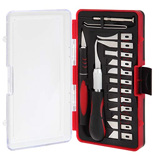16-pc Craft Hobby Knife Set Precision Cutting Blades & Tweezers With Storage Case