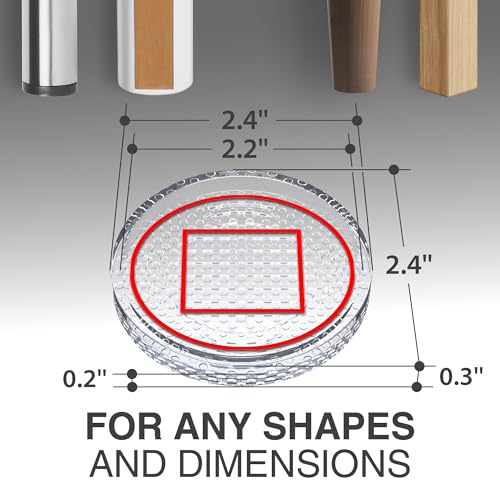 X-Protector Furniture Cups - 8 PCS 2.2\" - Non Slip Furniture Pads for Hardwood Floors - Transparent Floor Protectors - Bed Stoppers to Prevent Sliding - Keep Furniture from Sliding on Floor! (Round) - Thumbnail 3