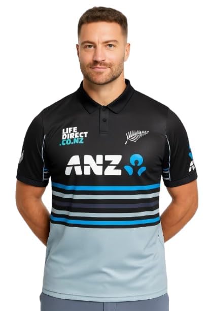 New Zealand ODI 2025 Fan Jersey for Men – Grey Half Sleeve Cricket Polo T-Shirt | Dry-Fit Polyester Breathable Sportswear | Lightweight Gym, Training & Outdoor Athletic Tee-picture-54