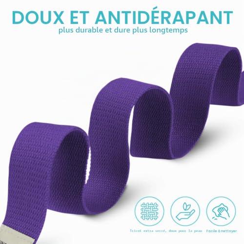 Flintronic Sangle de Yoga, 1.85m Ceinture de Yoga Réglable, 100% Coton Sangle Yoga Strap, Ceinture Yoga avec Fermeture en Métal Boucle en D,pour Yoga Pilates Gym Danse,Les Yogis Débutants et Confirmés – vue 3