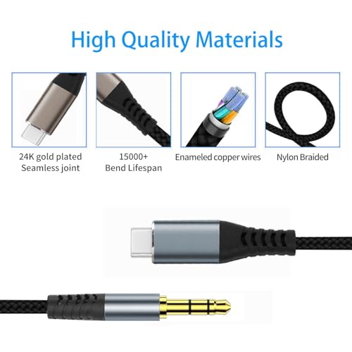 Cable tipo C a audio auxiliar de 3,5 mm para escuchar música del móvil en el coche 2m 7