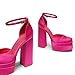 DREAM PAIRS Women’s High Chunky Platform Closed Toe Block Heels Square Toe Ankle Strap Dress Wedding Party Pumps Shoes Aurelia,Size 8,Rose Red-Satin,SDPU2319W