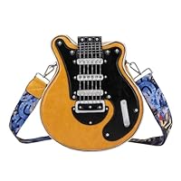 ギターケ―スと茶色のギターショルダーバック付き Amazon.co.jp: ギター型クロスボディバッグ、PUレザーギター型