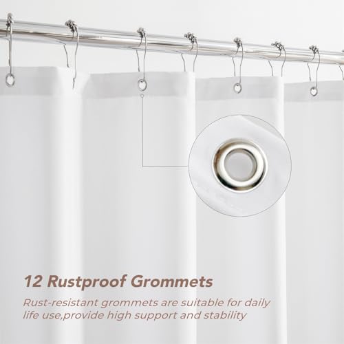 Image of Felisa 84 inch Extra Long Fabric Shower Curtain Liner with 6 Magnets,Waterproof & Light Weight White Shower Liner,Soft Cloth Hotel Quality Shower Curtain,Washable Shower Curtain for Bathroom