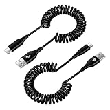✅ Flexibles Coiled Design: Das USB C Ladekabel ist speziell durch Federdraht entworfen, minimiert Kabelsalat und hilft Ihnen, eine ordentliche und organisierte Mittelkonsole für Auto zu halten. Ein Typ c Ladekabel kann sich dehnen und auf die Länge prallen, die Sie benötigen, max. verlängern 3FT, perfekt für jede Situation, auf der Reise oder auf dem Rücksitz des Autos.