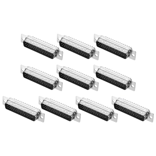 sourcing map D-sub Connector DB44 Male Socket 44-pin 3-Row Male Serial Port Terminal Breakout for Mechanical Equipment CNC Computers Pack of 10