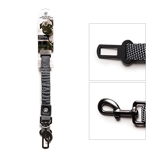 Silver Paw Adjustable Dog Car Seat Belt with Bungee Buffer | Car Travel Accessories for Small, Medium, and Large Dogs - Black