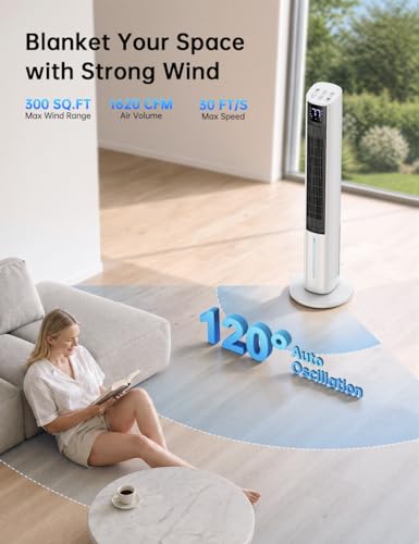 Image of 45 inch Windowless Air Conditioner, Portable Swamp Cooler Air Conditioner w /3 Speeds Max 30 ft /s, 4Modes, 4L Tank & 12H Timer, 120Oscillation, 17 Ft Remote Evaporative Air Cooler for Room Indoor