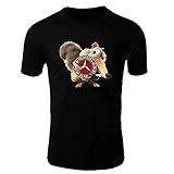  Mercedes Benz Ice Age Scrat T-Shirt Logo Clipart Herren CAR Auto Tee TOP SCHWARZ WEIß Short Sleeves Present Christmas (2XL, Schwarz)
