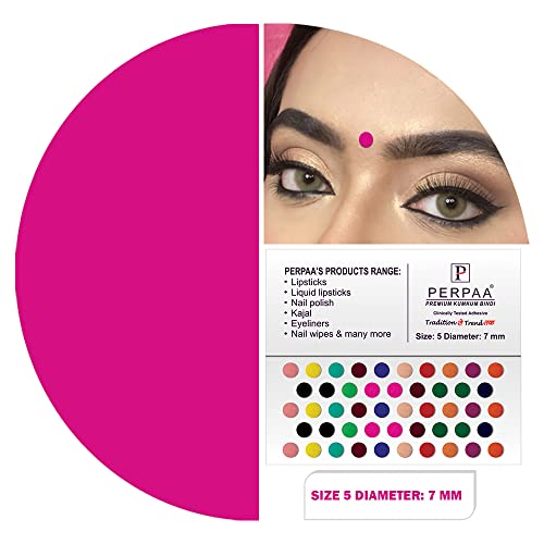 Image of PERPAA Premium Velvet Sticker Kumkum Bindi Box of 15 Flaps - Pottu for Women,Ladies, Girls (Size 5, Diameter 6mm, Multicolor)