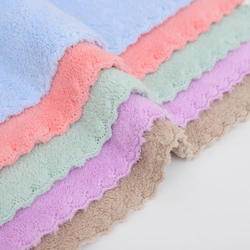 Image of GSHLLO 10 Pcs 25 x 25cm Coral Fleece Baby Wash Cloth Soft Newborn Face Cloth Towels Infant Sensitive Skin Washcloths Absorbent Face Washing Cloths Square Facial Cleansing Cloths Makeup Remover Cloth
