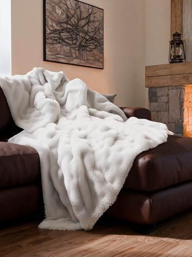 Fluffy Throw Blanket King Size - Faux Fur Throw for Couch or Bed - Ultra Plush Soft Extra Thick Faux Fur Rabbit Blanket - Comfy, Warm & Breathable - Luxury Minky Tie Dye Bedding - 90