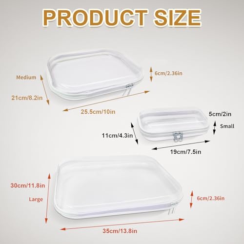 2 Pcs Clear Hard Shell Zipper Case, Portable Cosmetic Cases with Zippers, Clear Zipper Pouches Hard Shell Toy Storage for Organizing, Storage, Pencil Case(Large)2