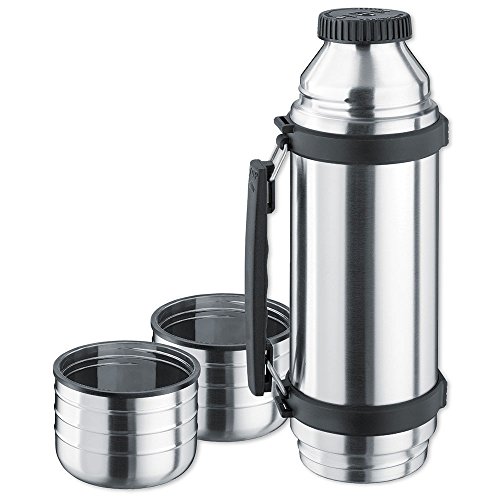 Isosteel VA-9562DQ 1.0 L Duo Vacuum-Insulated Flask with Quickstop Single-Hand Pouring System and 2 Screw-Off Drinking Cups, 18/8 Stainless Steel - Image 9