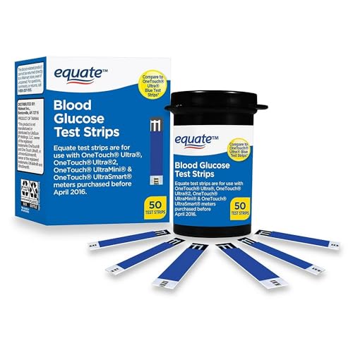 Equate Diabetic Blood Sugar Test Strips - 50ct (Pack of 1) - Accurate Glucose Testing for Diabetes Control, Set by Basket Goods