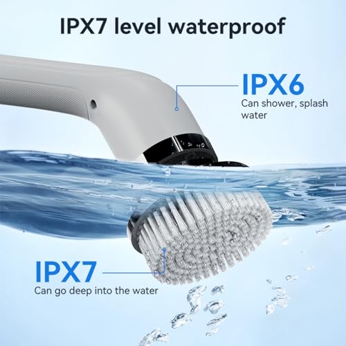 Image of Electric Spin Scrubber,Cordless Cleaning Brsh, Shower Scrubber with 7 Replaceable Brush Heads, Bathroom Scrubber with Detachable Long Handle