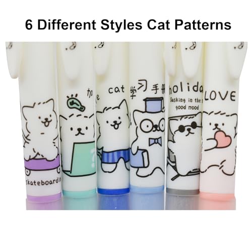 Maydahui 12 bolígrafos gel retráctiles con diseño de gato miniatura 6