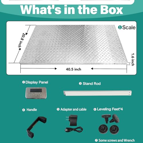 Wixeeua Upgraded 1100lb Dog Scales for Large Breed Weighing, 40"x20" Heavy Duty Livestock Scale, Large Animal Scale, Non-Slip Surface, with Stand Rod by Wixeeua - Image 7