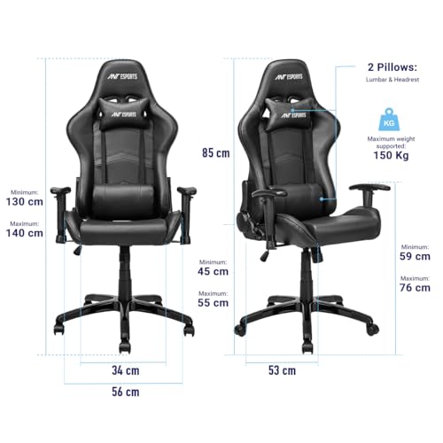 Image of Ant Esports 9077 Ergonomic Gaming Chair, Multifunctional Gaming Chair with Premium PU Leather Upholstery, 2D Armrest, Integrated Neck and Lumbar Support, & 180 Recline - Back