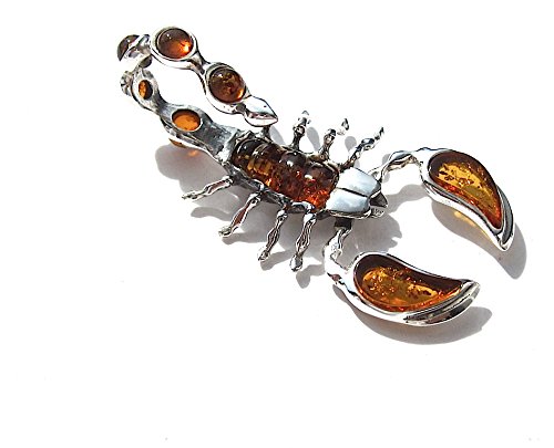 Ian And Valeri Co. Amber Sterling Silver Scorpion Pendant #TOP1