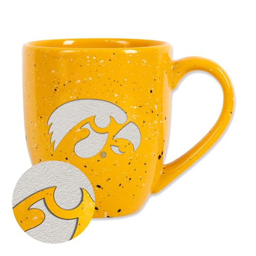 Rico Industries NCAA Iowa Hawkeyes Secondary 16 oz Team Color Laser Engraved Speckled Ceramic Coffee Mug