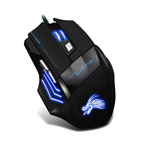 XBOSS S70 Luz LED multicolorida com 7 botões 5500DPI Mouse óptico profissional com fio USB