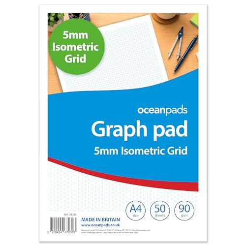 Image of A4 Graph Pad 5mm Isometric Grid – Ocean Pads (70383)