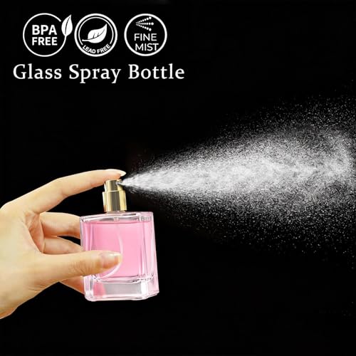 Refillable Perfume Bottle 2 Pack Glass Perfume Spray Bottle 50ml 1.7oz Large Empty Travel Perfume Atomizer Refillable,Replacement Perfume Bottles for Women Men