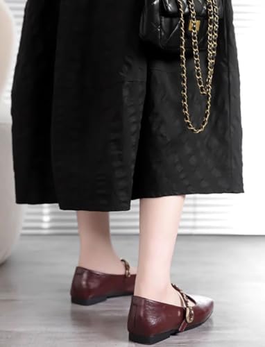 Ballet Flat Shoes for Women Glossy Round Toe Mary Jane Shoes PU Leather Commuter Ladies Flats for Dress Office3