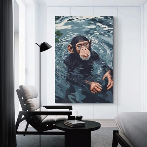 Peinture à l'huile sur toile de singe pour habiller un couloir ou salon vide
