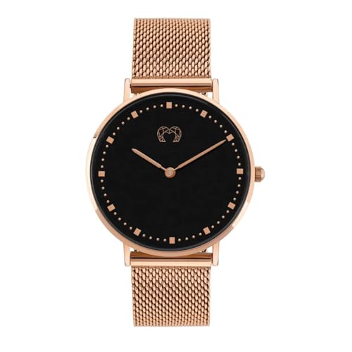 MARLION JEWELS Reloj analógico de Mujer con una Esfera Delgada, Fondo Negro y Minimalista, Resistente al Agua 3ATM., Acabado Sofisticado y Elegante. Reloj de Mujer Original con maquinaria de Cuarz