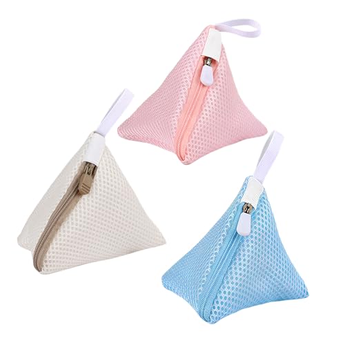 Nzexlyva 3Pcs Small Laundry Bag, Triangle Net Bags for Washing Machine with Zips, Delicate Wash Bag, Small Washing Machine Bag with Hanging Loop for Laundry Beads Socks Masks