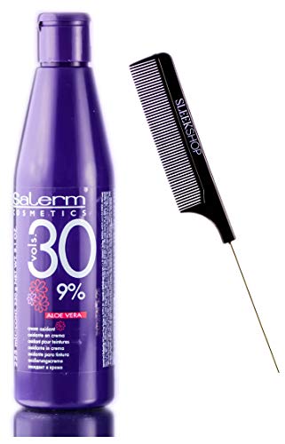 Salerm Cosmetics ALOE VERA Developer Cream Oxidant (w/Sleek Comb) Hydrogen Peroxide Activator for Vision Hair Color Salermvision Haircolor Dye (30 Volume / 9% - 225 ml)