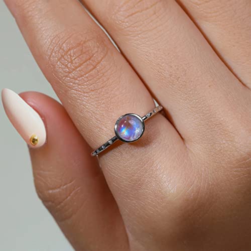 14K Gold Vermeil Natural Moonstone 925 Sterling Silver Moon Ring Boho Charm Statement Band Ring For Women Daughter Gift Mother Day Gift Valentines Day Gift Retirement Gift (S925 Sterling Silver-Sun, 10) #TOP5