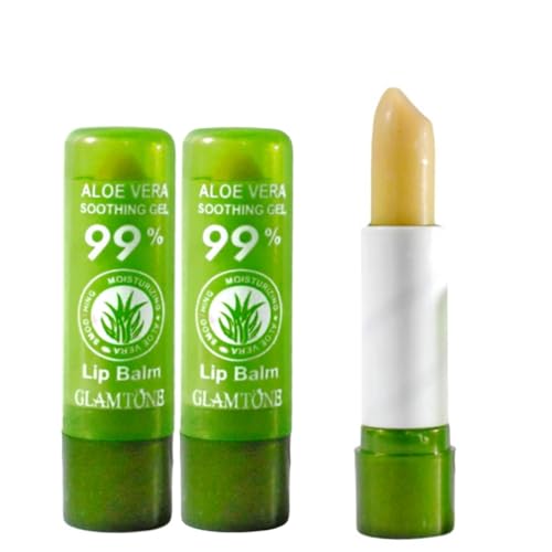 Glam..tone Aloe Vera Moisturizing Lip Balm, 99% Soothing Gel, Pink
