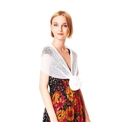 Maxi châle en filet blanc aux bords ondulés doux et léger - 6