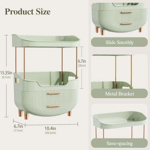 Image of 4-Tier Makeup Organizer Bathroom Countertop Storage Green | Versatile Storage for Vanity, Desk, Bedroom, Holds Lipstick, Perfume, Skincare, Mask, Cosmetics