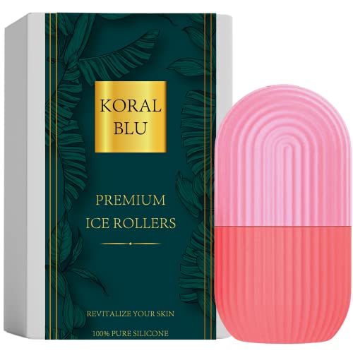 KORAL BLU Ice Roller for Face Eyes to Brighten & Enhance Glow | Unbreakable, Reusable | Facial Beauty Massager Tool | Women Skin Care Treatment to Tighten & Tone Skin (PINK)