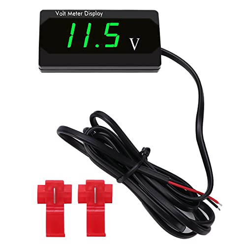 YIXISI DC 12V Waterproof Car Voltmeter with LED Digital Display, Voltage Tester Gauge Meter with Terminals for Boat Marine Vehicle Motorcycle Truck ATV UTV, Green LED