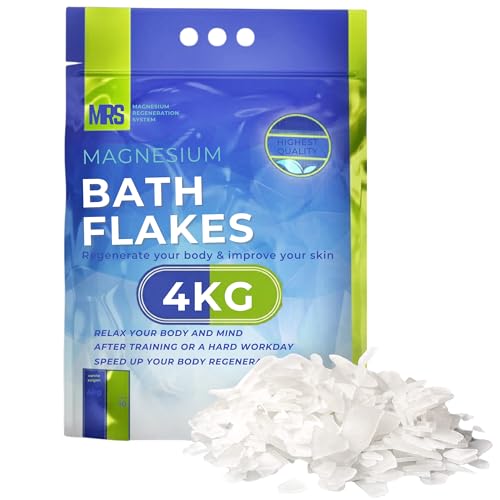 Magnesium Flakes zum Baden – Magnesium Badesalz, Reine Magnesiumchlorid-Flocken für Fußbad, Vollbad & Entspannung, Ohne Zusätze, Hergestellt in der EU, MRS, 4 kg
